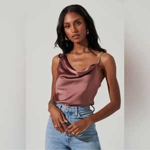 ASTR the Label Larisa Satin Chain Strap Top